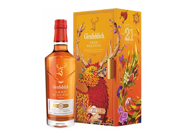 玉溪回收格兰菲迪21年700ml福鹿生花新年装福鹿呈祥新春礼盒装Glenfiddich苏格兰威士忌